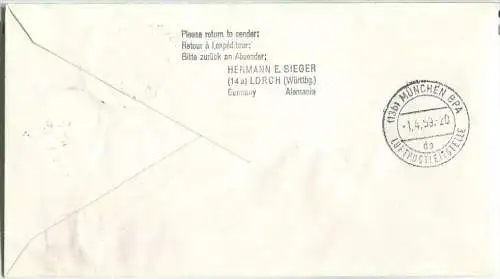 Luftpost Deutsche Lufthansa - Eröffnungsflug Mailand - München am 1.April 1959
