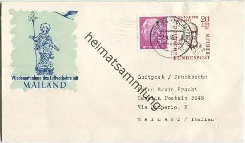 Luftpost Deutsche Lufthansa - Eröffnungsflug Hamburg - Mailand am 2.April 1959