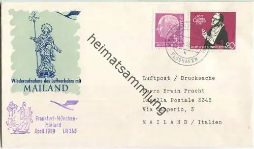 Luftpost Deutsche Lufthansa - Eröffnungsflug Frankfurt (Main) - Mailand am 1.April 1959