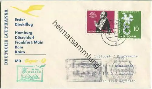 Luftpost Deutsche Lufthansa - Erstflug Hamburg - Kairo am 5.Januar 1959