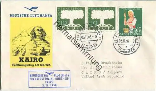 Luftpost Deutsche Lufthansa - Erstflug Frankfurt (Main) - Kairo am  3.November 1958