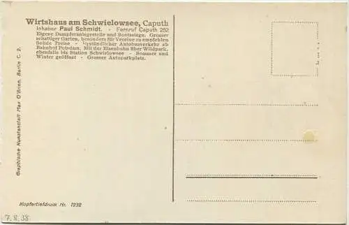 Caputh - Schwielowsee vom Krähenberg aus gesehen 30er Jahre - Verlag Max O'Brien Berlin