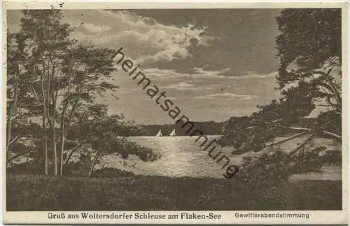 Wolterdorfer Schleuse - Gewitterstimmung am Flaken-See - Verlag W. Meyerheim Berlin gel. 1929