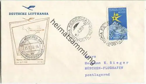 Luftpost Deutsche Lufthansa - Erstflug Rom - München am  15.Juli 1958