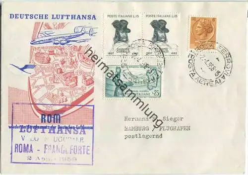 Luftpost Deutsche Lufthansa - Erstflug Rom - Hamburg am  2.April 1958