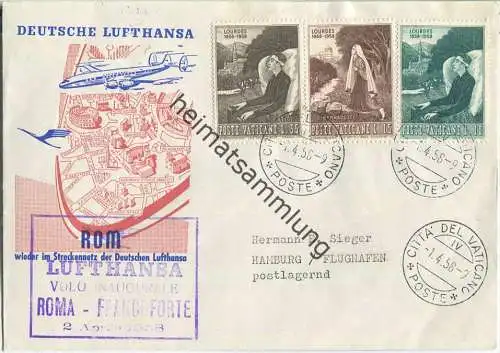 Luftpost Deutsche Lufthansa - Erstflug Rom (Vatikan) - Hamburg am  1.April 1958