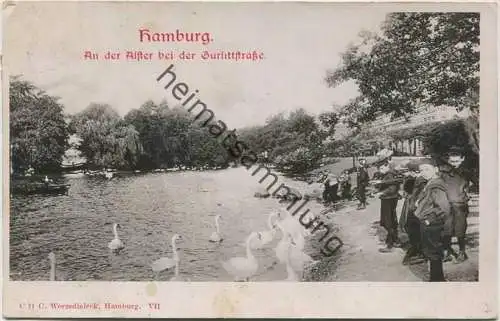 Hamburg-Bahrenfeld - An der Alster bei der Gurlittstrasse - Verlag Worzedialeck Hamburg gel. 1902