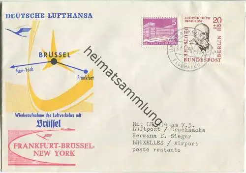Luftpost Deutsche Lufthansa - Wiederaufnahme des Flugverkehrs Frankfurt (Main) - Brüssel (New York) am 7.Mai 1958