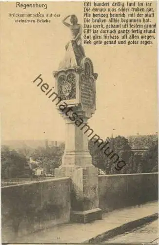 Regensburg - Brückenmännchen auf der steinernen Brücke - Verlag Gebr. Laifle & Co. Regensburg 1908