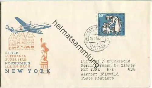 Luftpost Deutsche Lufthansa - Erster Super Star Nonstop-Flug Frankfurt (Main) - New York am 13.Februar 1958