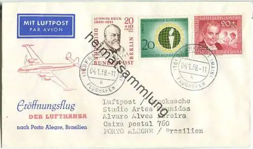 Luftpost Deutsche Lufthansa - Eröffnungsflug des Flugverkehrs Frankfurt (Main) - Porto Alegre am 4.Januar 1958