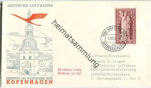 Luftpost Deutsche Lufthansa - Eröffnungsflug des Flugverkehrs München - Kopenhagen am 7.Oktober 1957