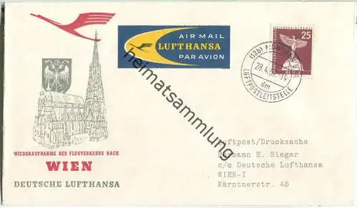 Luftpost Deutsche Lufthansa - Eröffnungsflug des Flugverkehrs München - Wien am 28. April 1957