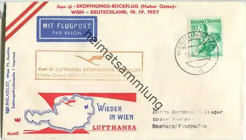 Luftpost Deutsche Lufthansa - Eröffnungsflug des Flugverkehrs Wien - Hamburg am 19. April 1957