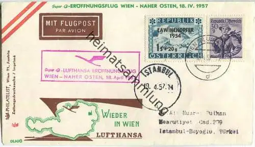 Luftpost Deutsche Lufthansa - Eröffnungsflug des Flugverkehrs Wien - Istanbul am 18. April 1957