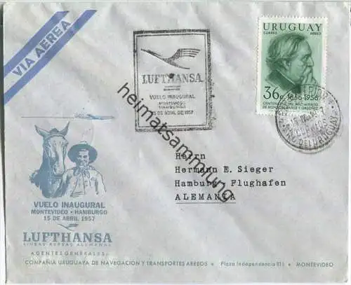 Luftpost Deutsche Lufthansa - Wiederaufnahme des Flugverkehrs Montevideo - Hamburg am 15. April 1957
