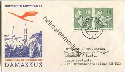Luftpost Deutsche Lufthansa - Wiederaufnahme des Flugverkehrs Hamburg - Damaskus am 4. Januar 1957