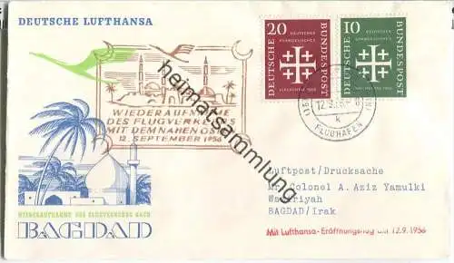 Luftpost Deutsche Lufthansa - Wiederaufnahme des Flugverkehrs Frankfurt (Main) - Bagdad am 12. September 1956