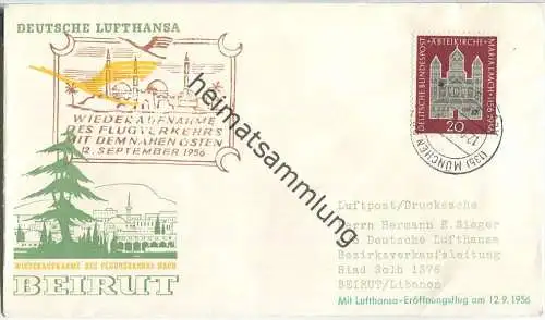 Luftpost Deutsche Lufthansa - Wiederaufnahme des Flugverkehrs München - Beirut am 12. September 1956