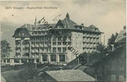 Wengen - Regina-Hotel Blümlisalp - Verlag Wehrli AG Kilchberg - Briefmarke mit Karte gelocht gel. 1919