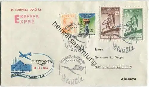 Luftpost Deutsche Lufthansa - Wiederaufnahme des Flugverkehrs Istanbul - Hamburg am 18. September 1956