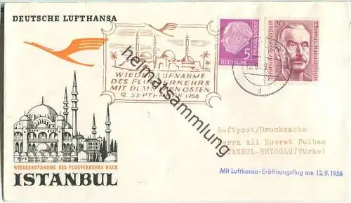 Luftpost Deutsche Lufthansa - Wiederaufnahme des Flugverkehrs Frankfurt (Main) - Istanbul am 12. September 1956