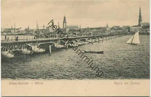 Riga - Düna-Ansicht - Pontonbrücke - Verlag Hebensperger & Co. Riga ca. 1910