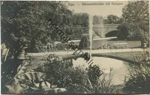Riga - Alexanderbrücke mit Anlagen - Foto-AK ca. 1910