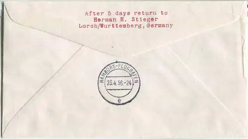 Luftpost Deutsche Lufthansa - Eröffnungsflug Chicago - Hamburg am 24. April 1956