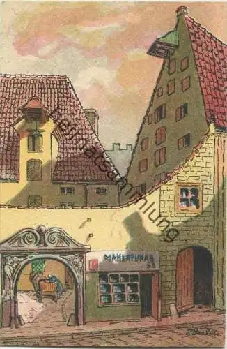 Riga - Marstallstrasse - Künstlerkarte E. Deeters 40er Jahre