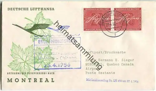 Luftpost Deutsche Lufthansa - Eröffnungsflug Hamburg - Montreal am 23. April 1956