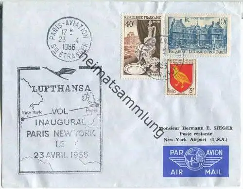Luftpost Deutsche Lufthansa - Eröffnungsflug Paris - New York am 23. April 1956
