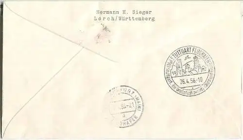 Luftpost Deutsche Lufthansa - First Flight London - Stuttgart am 22. April 1956