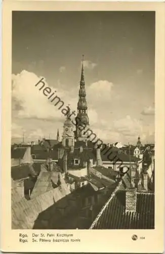 Riga - Der St. Petri Kirchturm - Sv. Petera baznicas tornis - Foto-AK 30er Jahre