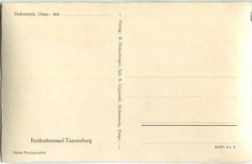 Hohenstein - Olsztynek - Reichsehrenmal Tannenberg - Eingang - Foto-Ansichtskarte - Verlag E. Grüneberger Hohenstein