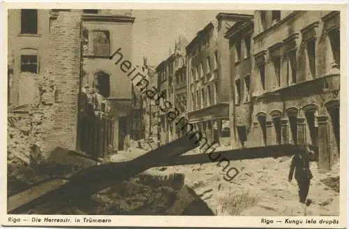 Riga - Ruinen - Die Herrenstrasse in Trümmern - Kungu iela drupas 40er Jahre
