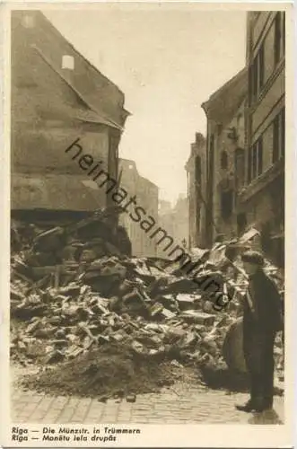 Riga - Die Münzstrasse in Trümmern - Monetu iela drupas 40er Jahre