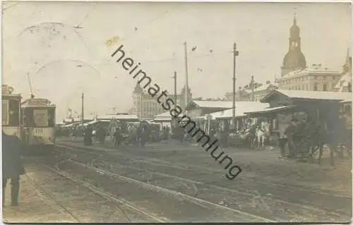 Riga - Hafen - Markt - Strassenbahn - Foto-AK gel. 1913