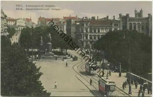 Riga - Alexanderboulevard - Anlagen 1910 - Rückseite beschrieben