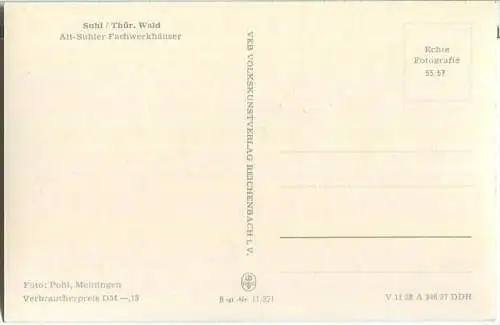 Suhl - Fachwerkhäuser - Foto-Ansichtskarte 50er Jahre - Verlag Volkskunstverlag Reichenbach