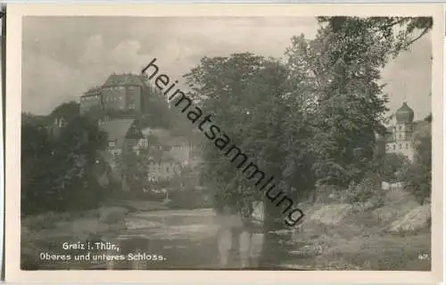 Greiz - Oberes und unteres Schloss - Foto-Ansichtskarte - Verlag Trinks & Co Leipzig