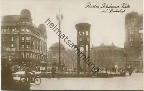 Berlin - Potsdamer Platz und Bahnhof - Foto-AK 20er Jahre
