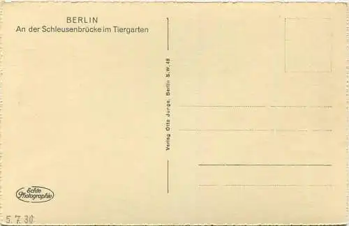 Berlin - An der Schleusenbrücke Foto-AK 1930 - Verlag Otto Junga Berlin