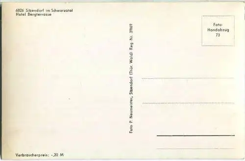 Sitzendorf im Schwarzatal - Hotel Bergterrasse - Foto-Ansichtskarte Handabzug - Verlag P. Neumeister Sitzendorf