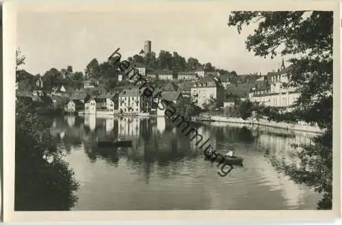 Lobenstein von der Inselbrücke - Foto-Ansichtskarte Handabzug - Verlag Photo-König Lobenstein