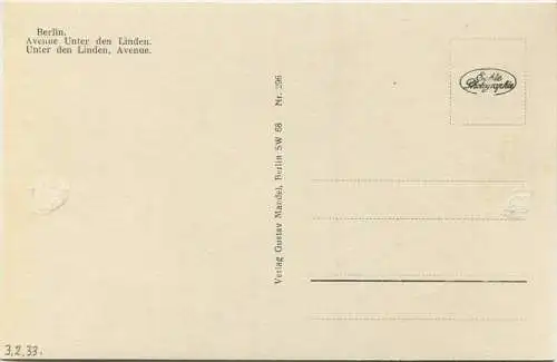 Berlin - Unter den Linden - Foto-AK 30er Jahre - Verlag Gustav Mandel Berlin