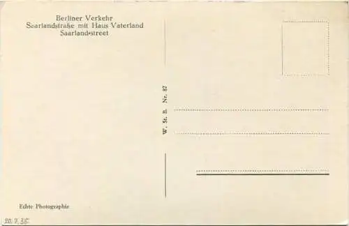 Berlin - Saarlandstrasse mit Haus Vaterland - Foto-AK 30er Jahre - Verlag W. St. B.