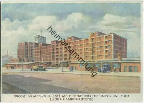 Hamburg - Grosseinkaufs-Gesellschaft Deutscher Konsumvereine M.B.H - Lager Peute - Ansichtskarte Großformat