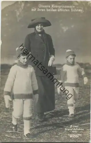 Preussen - Unsere Kronprinzessin mit ihren beiden ältesten Söhnen 1913 - Verlag Photochemie Berlin