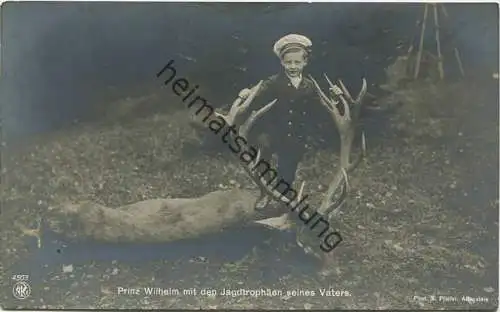 Preussen - Prinz Wilhelm mit den Jagdtrophäen seines Vaters - Hirsch - Verlag NPG - Phot. S. Pfeifel Allenstein